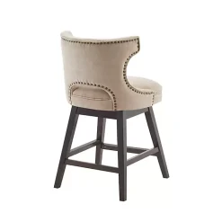 Kirklands Home Sandy Beige Curve Back Swivel Counter Stool Tan New