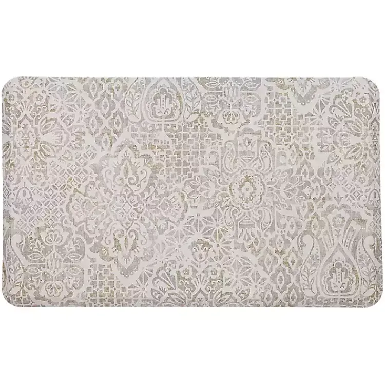 Kirklands Home Sandy Beige Damask Nouveau Kitchen Mat Clearance