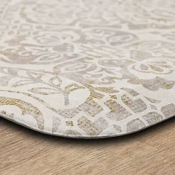Kirklands Home Sandy Beige Damask Nouveau Kitchen Mat Clearance