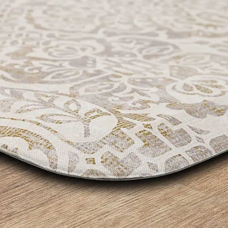 Kirklands Home Sandy Beige Damask Nouveau Kitchen Mat Clearance