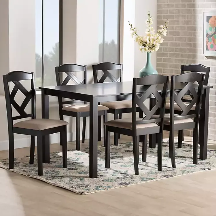 Kirklands Home Sandy Beige Diamond Back 7-pc. Dining Set Outlet