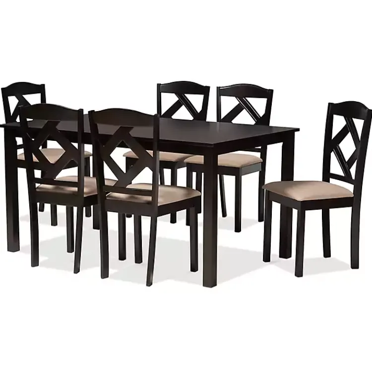 Kirklands Home Sandy Beige Diamond Back 7-pc. Dining Set Outlet
