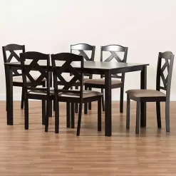 Kirklands Home Sandy Beige Diamond Back 7-pc. Dining Set Outlet