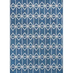 Kirklands Home Sanford Blue Geometric Shapes Outdoor Rug, 5x8 New