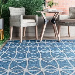 Kirklands Home Sanford Blue Geometric Shapes Outdoor Rug, 8x10 Sale