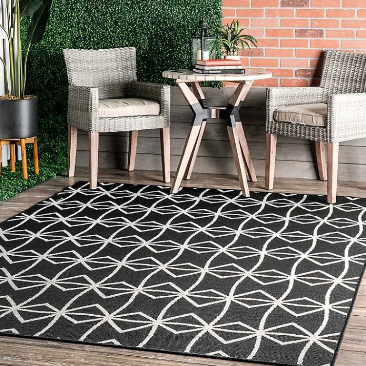 Kirklands Home Sanford Gray Geometric Shapes Outdoor Rug, 8x10 Clearance