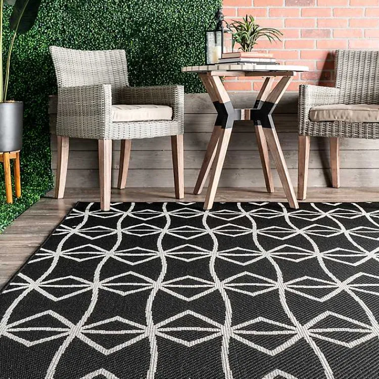 Kirklands Home Sanford Gray Geometric Shapes Outdoor Rug, 8x10 Clearance