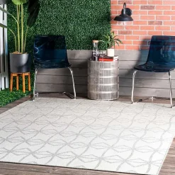 Kirklands Home Sanford Light Geometric Outdoor Rug, 5x8 Gray Clearance