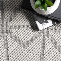 Kirklands Home Sanford Light Geometric Outdoor Rug, 5x8 Gray Clearance
