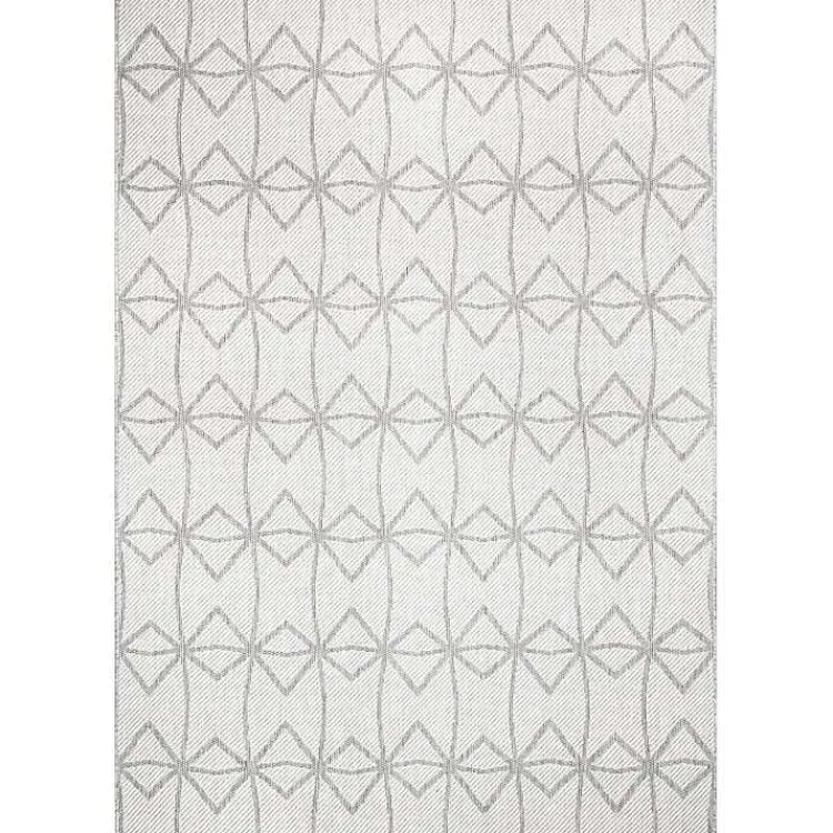 Kirklands Home Sanford Light Gray Geometric Outdoor Rug, 8x10 Clearance