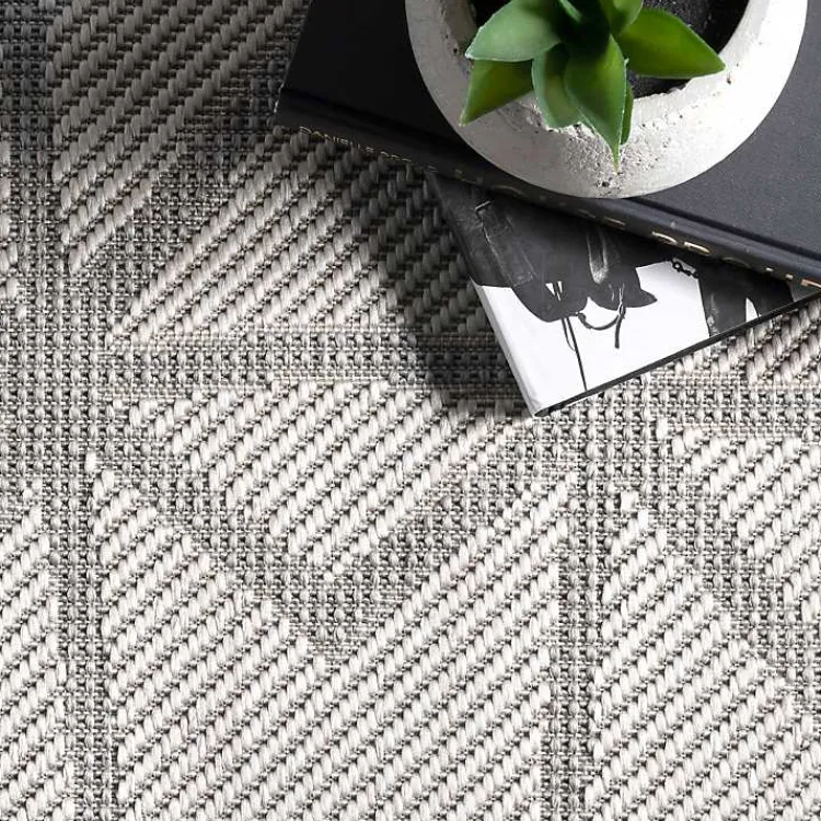 Kirklands Home Sanford Light Gray Geometric Outdoor Rug, 8x10 Clearance
