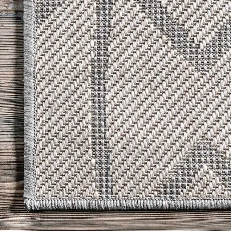 Kirklands Home Sanford Light Gray Geometric Outdoor Rug, 8x10 Clearance