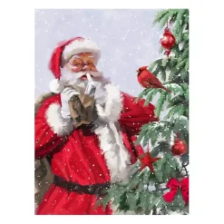 Christmas Art & Wall Decor>Kirklands Home Santa and a Cardinal Canvas Art Print