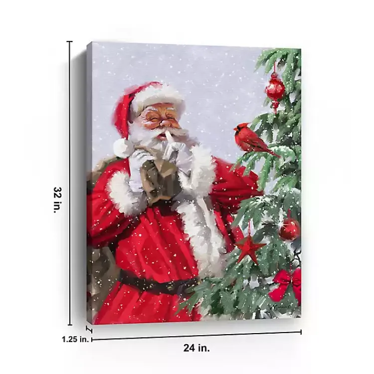 Christmas Art & Wall Decor>Kirklands Home Santa and a Cardinal Canvas Art Print