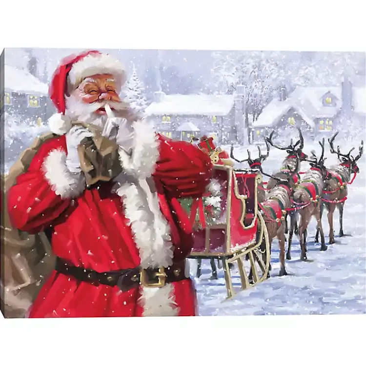 Christmas Art & Wall Decor>Kirklands Home Santa and His Sleigh Canvas Art Print