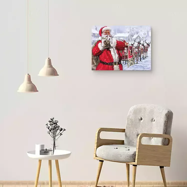 Christmas Art & Wall Decor>Kirklands Home Santa and His Sleigh Canvas Art Print