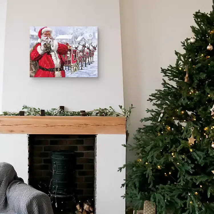 Christmas Art & Wall Decor>Kirklands Home Santa and His Sleigh Canvas Art Print