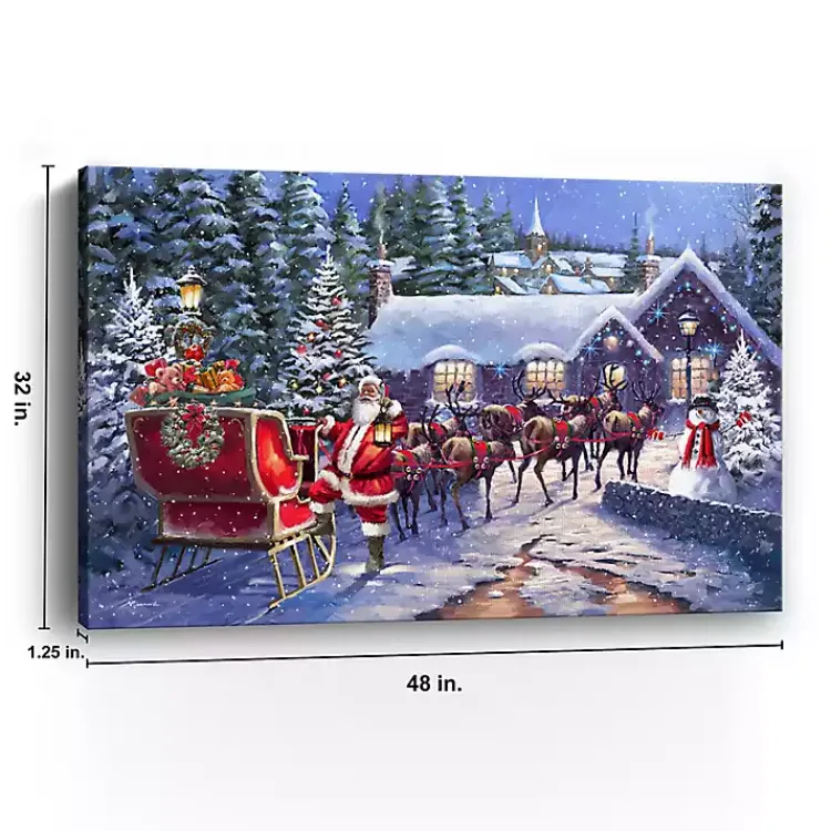 Christmas Art & Wall Decor>Kirklands Home Santa and his Team Canvas Art Print Blue
