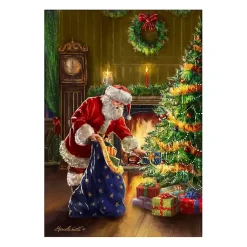Christmas Art & Wall Decor>Kirklands Home Santa and Presents with Tree Canvas Art Print Multi