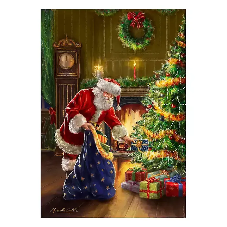 Christmas Art & Wall Decor>Kirklands Home Santa and Presents with Tree Canvas Art Print Multi