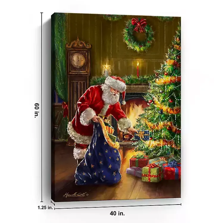 Christmas Art & Wall Decor>Kirklands Home Santa and Presents with Tree Canvas Art Print Multi