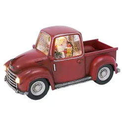 Christmas Decorations>Kirklands Home Santa and Puppy Christmas Truck Snow Globe Red