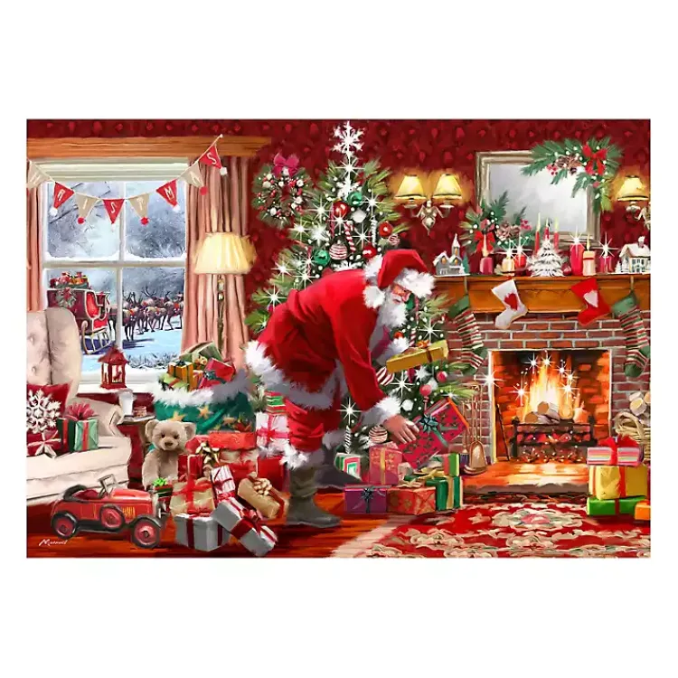 Christmas Art & Wall Decor>Kirklands Home Santa by the Fire Canvas Art Print Multi