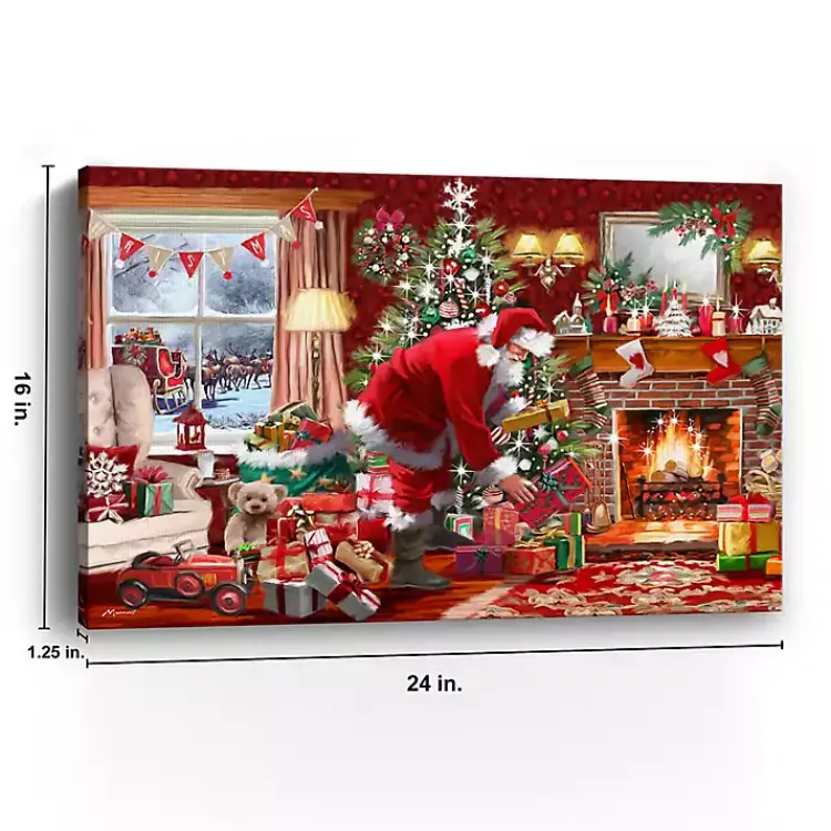 Christmas Art & Wall Decor>Kirklands Home Santa by the Fire Canvas Art Print Multi