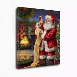 Christmas Art & Wall Decor>Kirklands Home Santa Checking His List Canvas Art Print Red