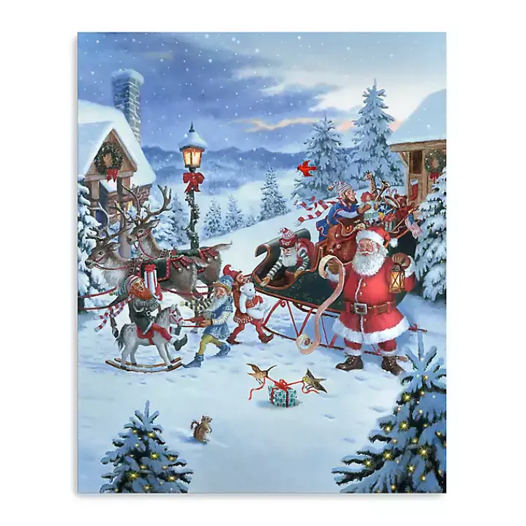 Christmas Art & Wall Decor>Kirklands Home Santa Christmas Gifts Canvas Christmas Art Print Multi