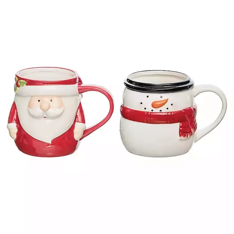 Christmas Dining & Entertaining>Kirklands Home Santa Claus and Snowman Christmas Mugs, Set of 2