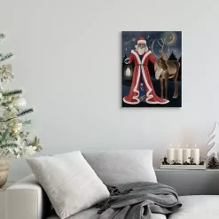 Christmas Art & Wall Decor>Kirklands Home Santa Claus Lantern Reindeer Canvas Art Print