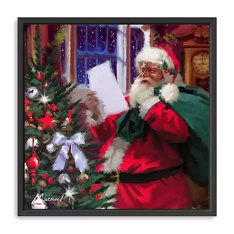Christmas Art & Wall Decor>Kirklands Home Santa Claus' List Framed Canvas Art Print