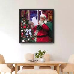 Christmas Art & Wall Decor>Kirklands Home Santa Claus' List Framed Canvas Art Print