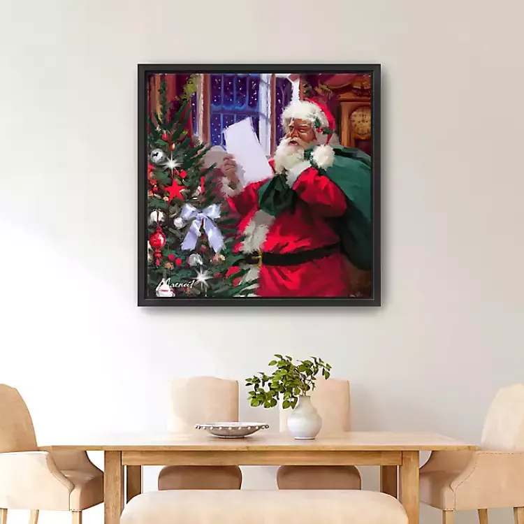 Christmas Art & Wall Decor>Kirklands Home Santa Claus' List Framed Canvas Art Print