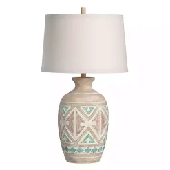 Kirklands Home Santa Fe Carved Motif Table Lamp Tan