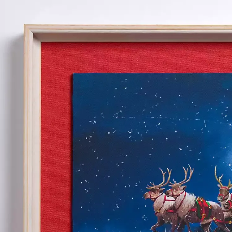 Christmas Art & Wall Decor>Kirklands Home Santa Flying Over Pets Framed Art Print