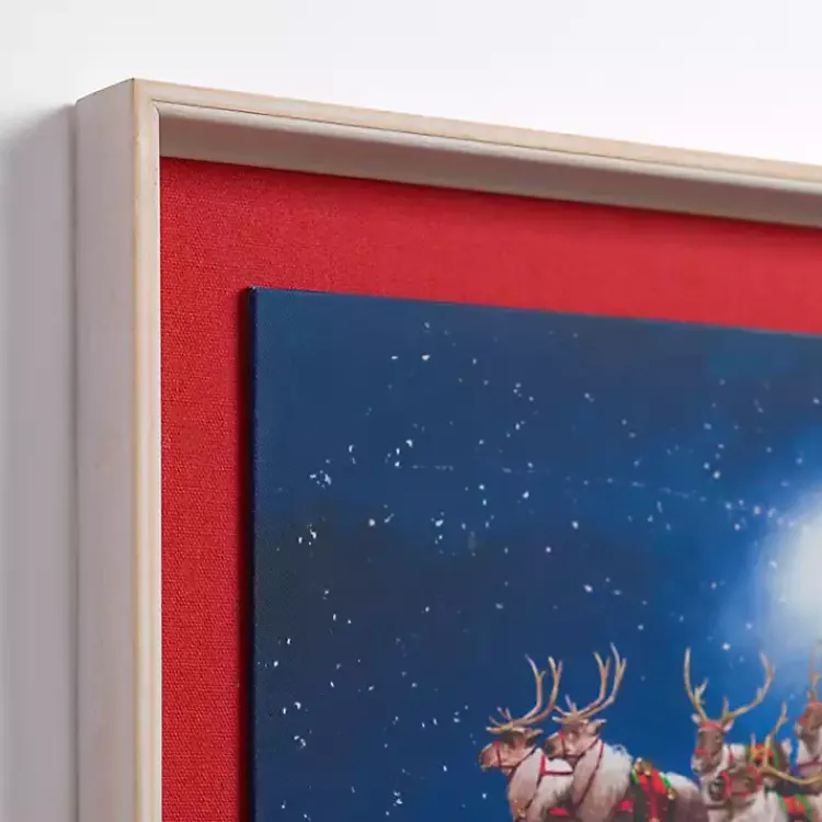 Christmas Art & Wall Decor>Kirklands Home Santa Flying Over Pets Framed Art Print