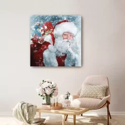 Christmas Art & Wall Decor>Kirklands Home Santa Gifts & Snowflakes Canvas Print, 30x30 in.