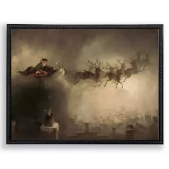 Christmas Art & Wall Decor>Kirklands Home Santa in Flight Framed Art Print Gray