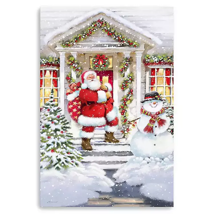 Christmas Art & Wall Decor>Kirklands Home Santa on a Snowy Porch Canvas Art Print