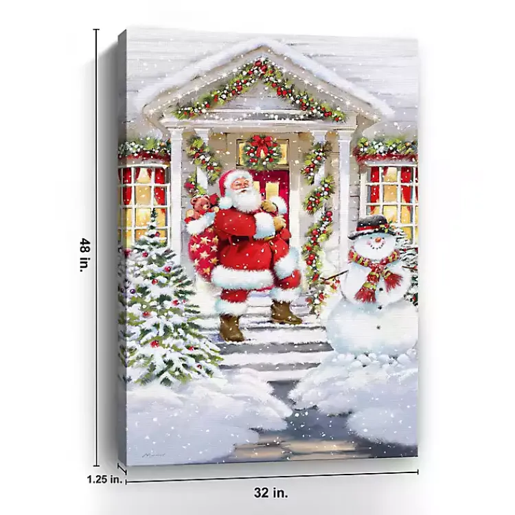 Christmas Art & Wall Decor>Kirklands Home Santa on a Snowy Porch Canvas Art Print
