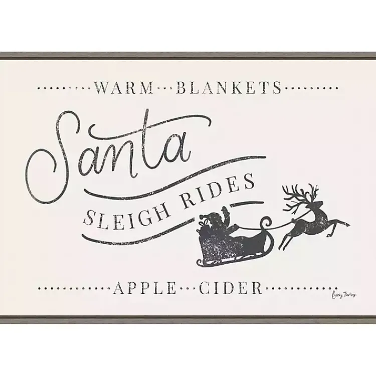 Christmas Art & Wall Decor>Kirklands Home Santa Sleigh Rides Gray Framed Canvas Art Print White