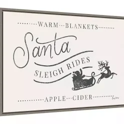 Christmas Art & Wall Decor>Kirklands Home Santa Sleigh Rides Gray Framed Canvas Art Print White