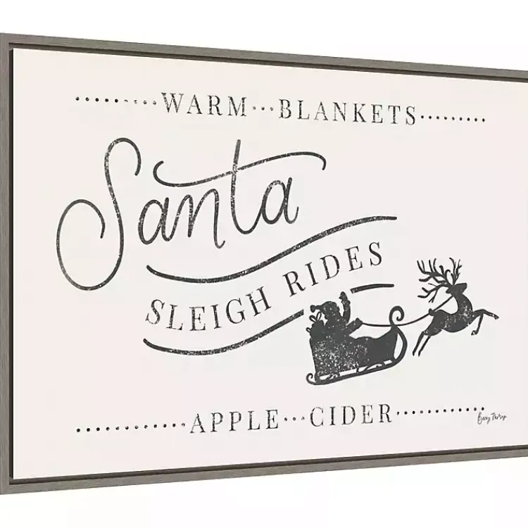 Christmas Art & Wall Decor>Kirklands Home Santa Sleigh Rides Gray Framed Canvas Art Print White