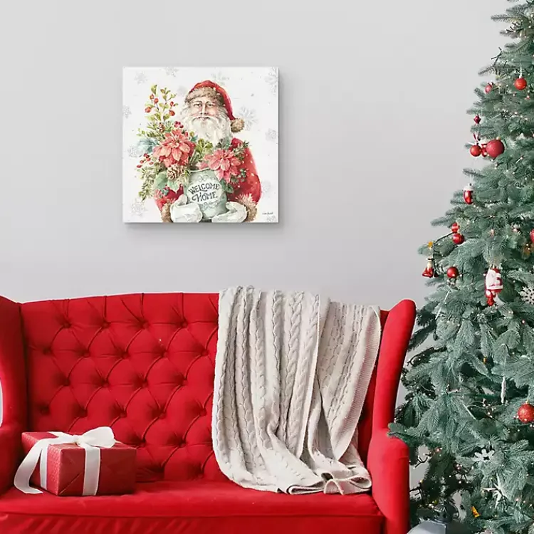 Christmas Art & Wall Decor>Kirklands Home Santa Welcome Christmas Canvas Art Print Red