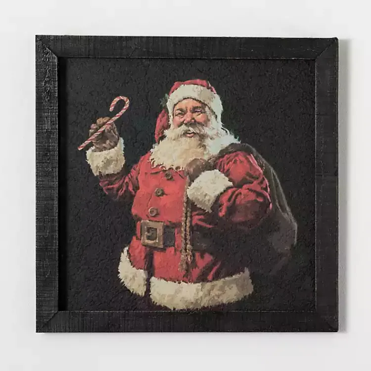 Christmas Art & Wall Decor>Kirklands Home Santa with Candy Cane Framed Art Print