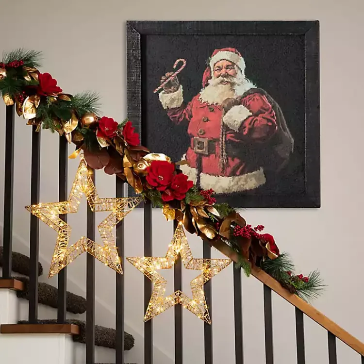 Christmas Art & Wall Decor>Kirklands Home Santa with Candy Cane Framed Art Print