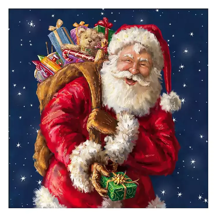 Christmas Art & Wall Decor>Kirklands Home Santa with Gifts and Stars Canvas Art Print