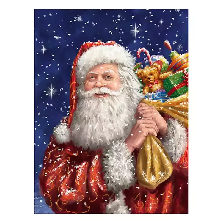 Christmas Art & Wall Decor>Kirklands Home Santa with His Sack Of Gifts Canvas Art Print Blue
